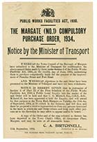 Improvement of Paradise Street and  Fort Road 1934 ; Margate History 